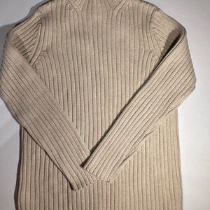 Lauren Ralph Lauren Beige Ribbed Turtleneck Sweater